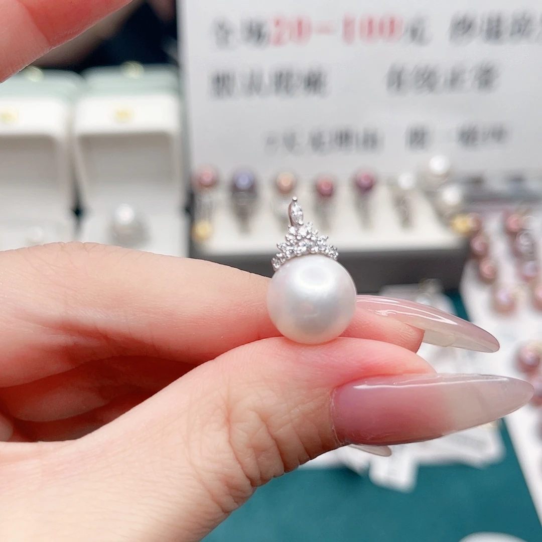 吊坠(不含链)银S925镶嵌淡水珍珠