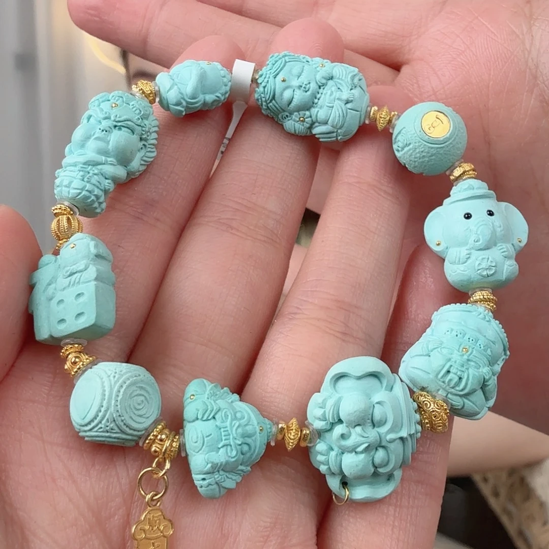 绿松石18K金镶嵌珠宝半成品