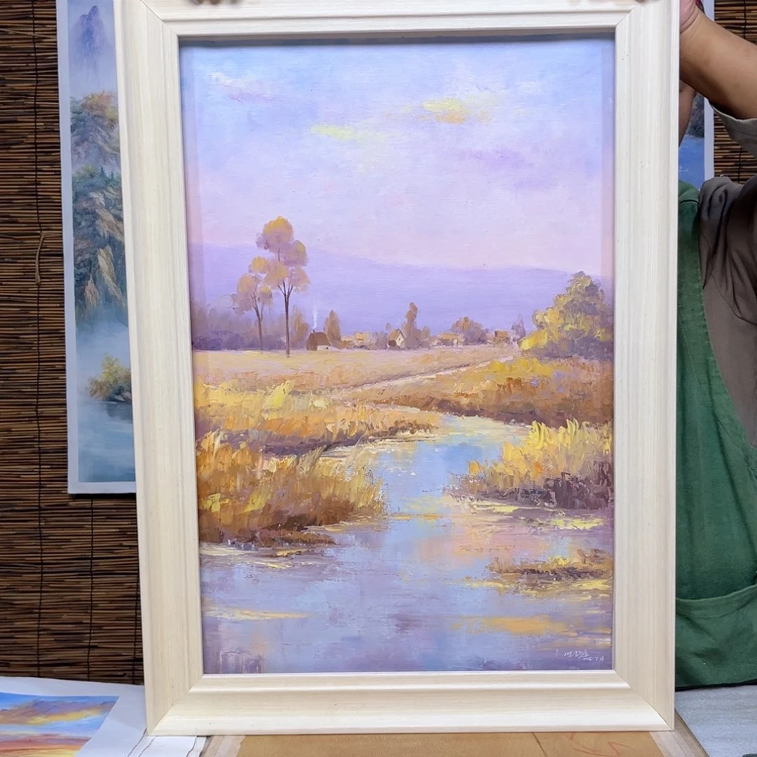 油画行路人小院绘画作品竞拍