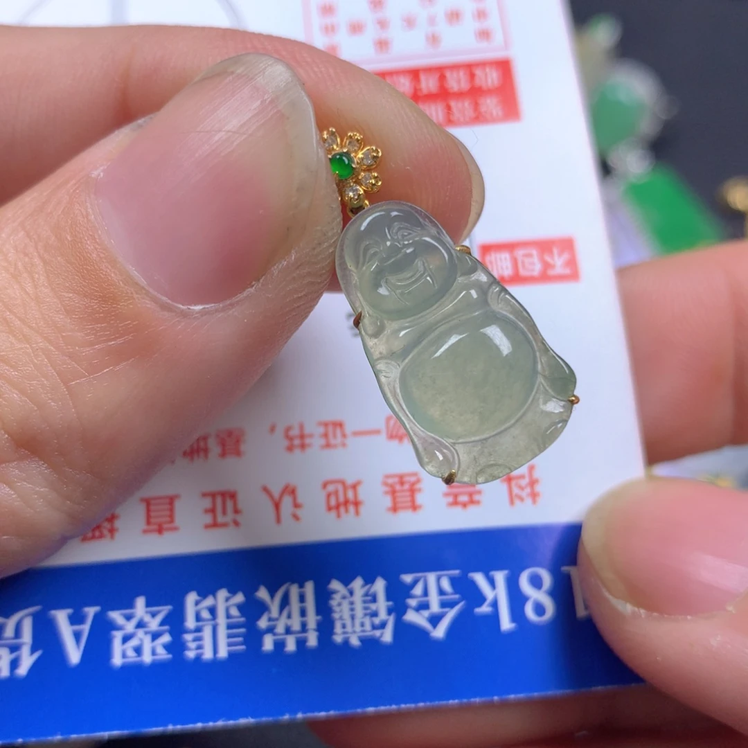 【闪购商品】翡翠颈饰18K金镶嵌煤***猫翡翠