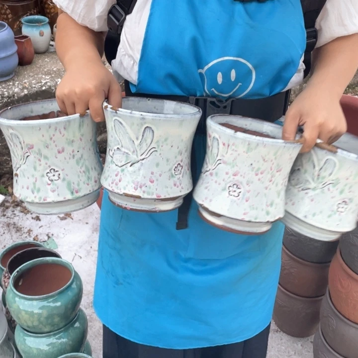 紫砂花盆口14高15瑕疵瑕疵