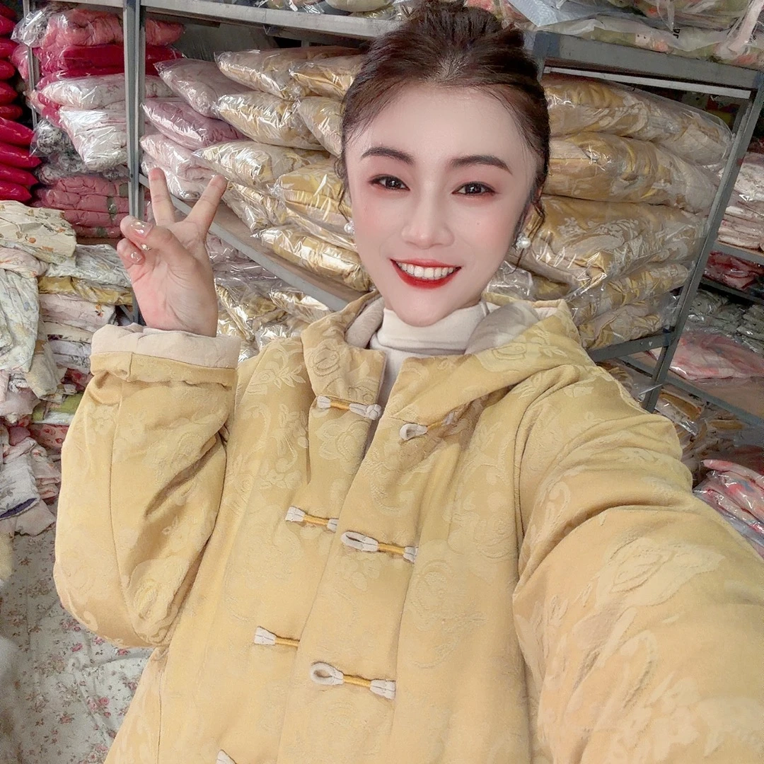 【YYJ.新】2025新款老布提花天然新疆长绒棉花连帽长袖加厚保暖棉袄