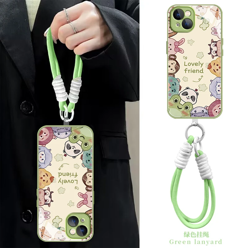 适用【苹果/华为/荣耀/OPPO/vivo】可爱动物园液态玻璃防摔手机壳