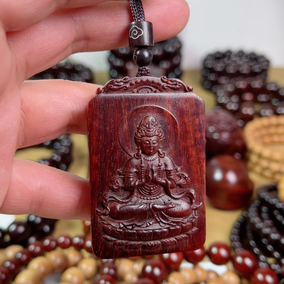 小叶紫檀吊坠461观音佛牌满金星