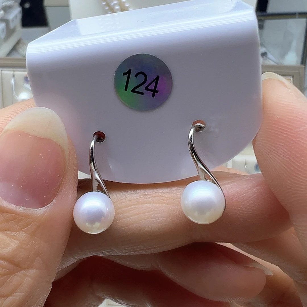 银S925镶嵌耳饰淡水珍珠
