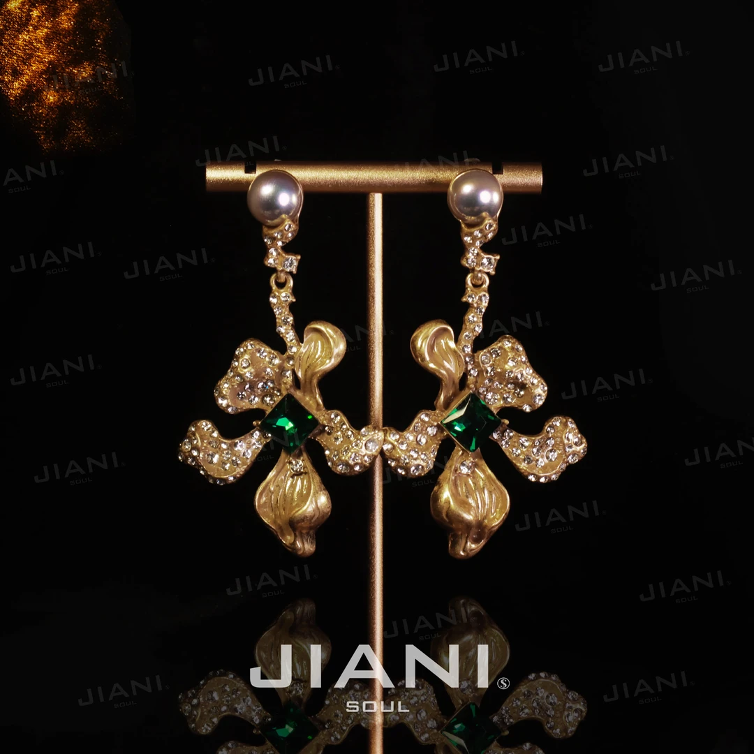 合金耳饰 JIANI【花卉艺术设计“穆夏的百合”浪漫无忧】耳饰