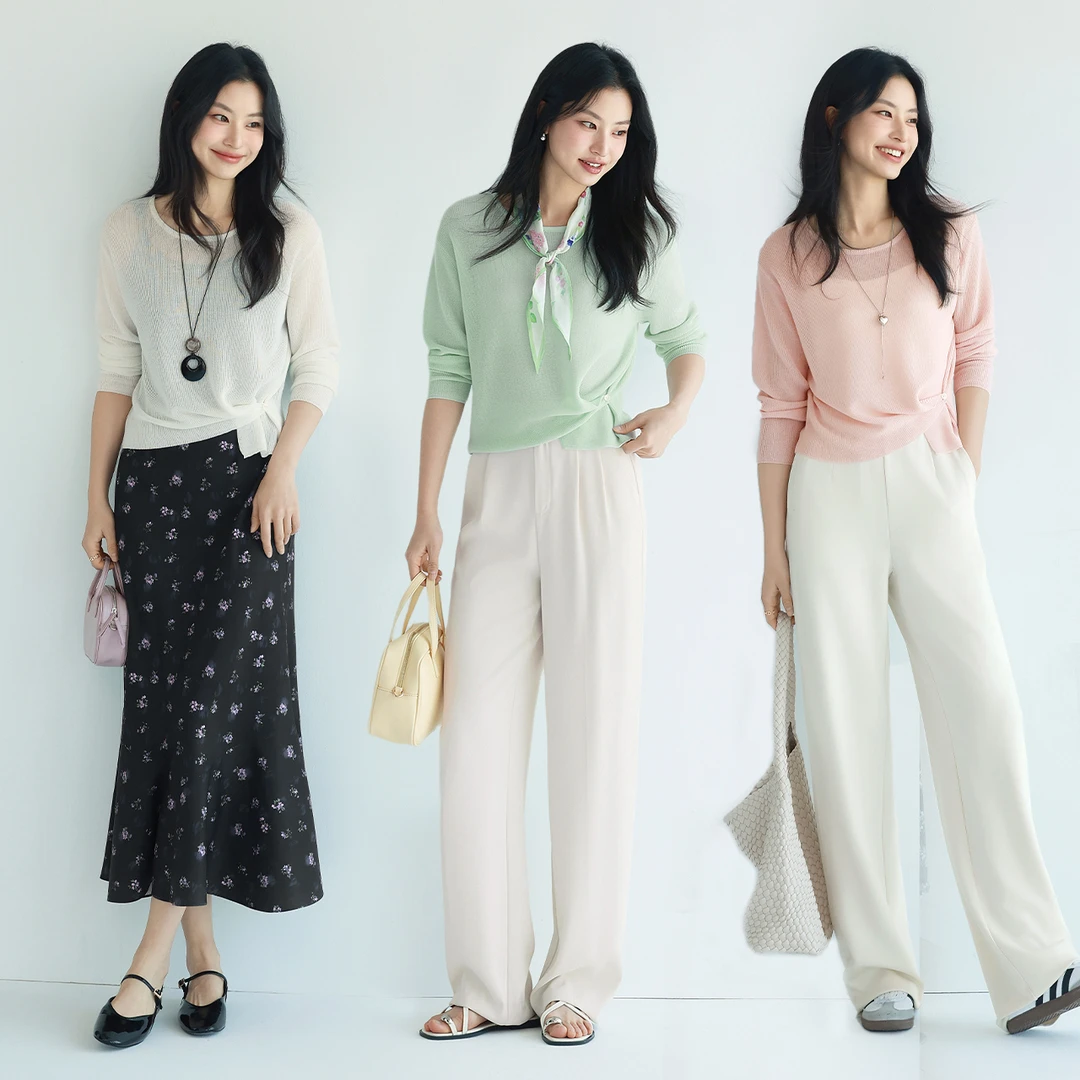 【衣衣专属】伊芙丽含亚麻测开叉针织衫两穿式罩衫25春1G3930701