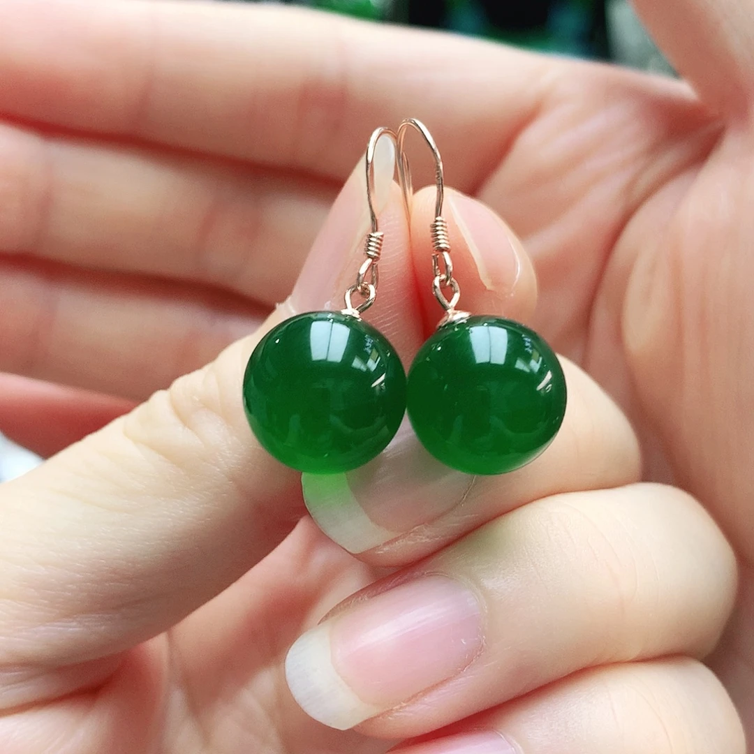 玛瑙/玉髓银S925镶嵌耳钉