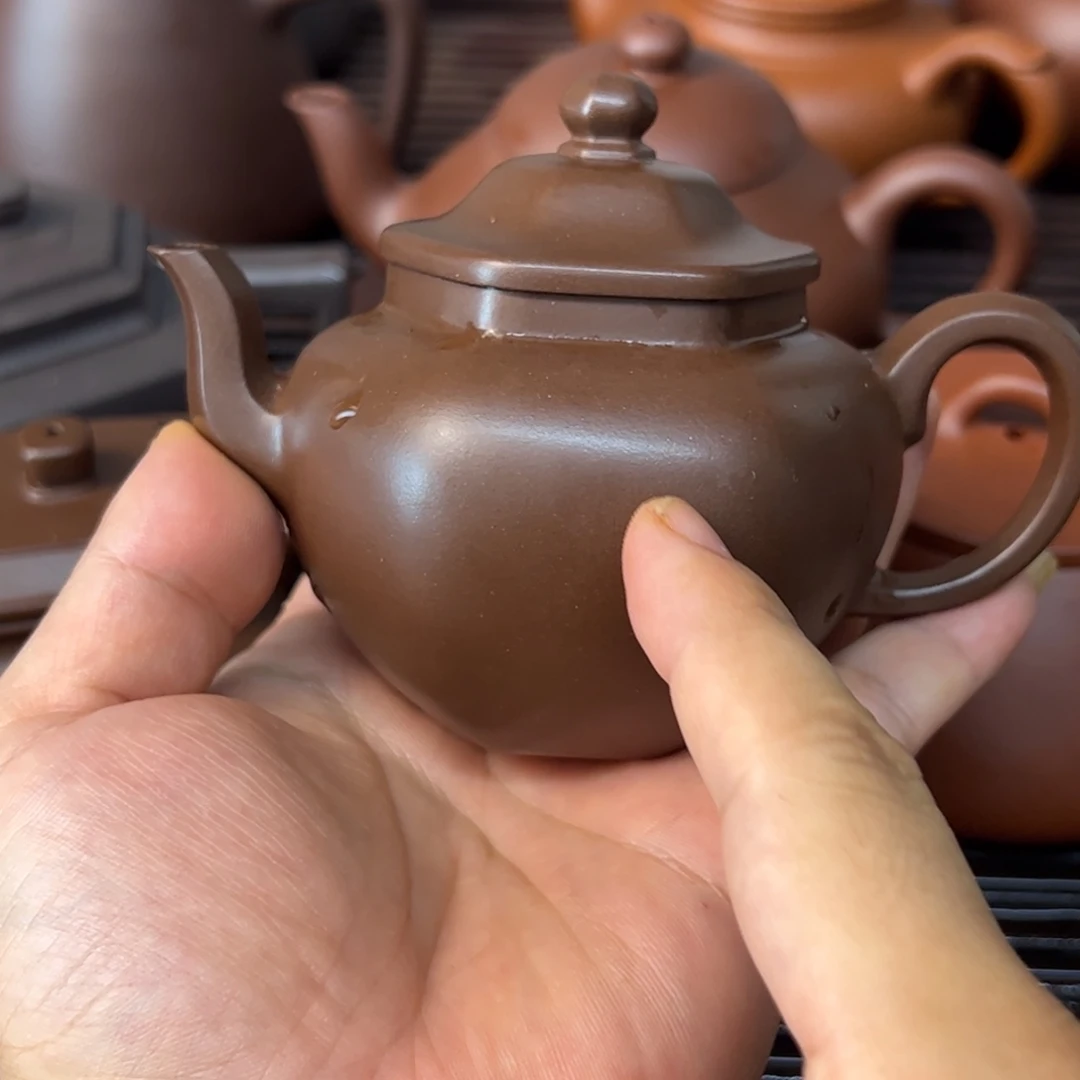 紫砂茶壶半手工六方宫灯