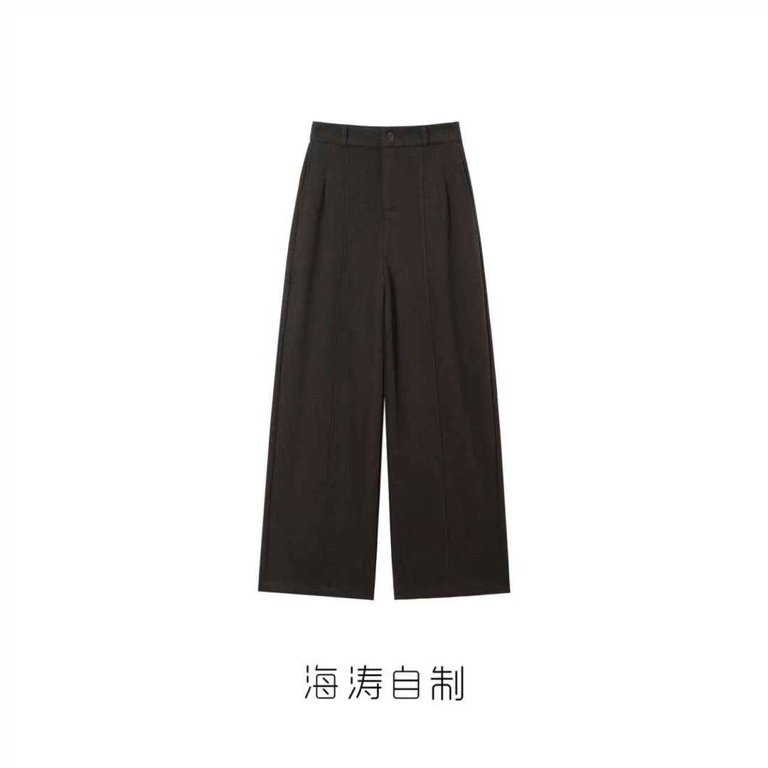 【海涛大叔】「意式老钱」慵懒出街捏褶显瘦秋冬加厚窄腿直筒软呢裤