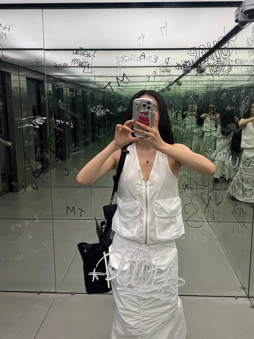 ONEXH·IN choose u2025夏季工装裙套装女后背扭结马甲背心+半身裙