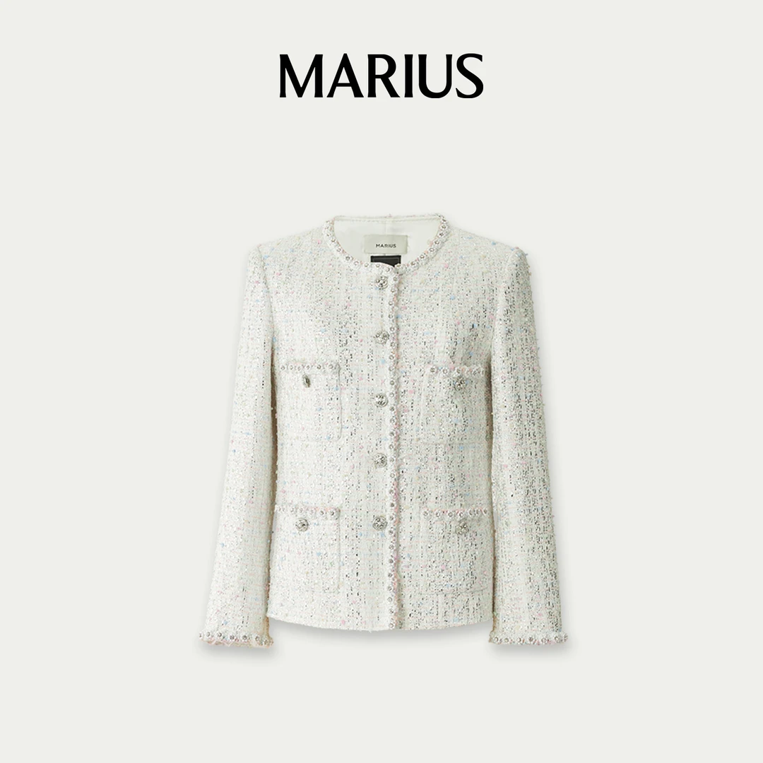 彩糖珠经典气质小香风粗花呢外套