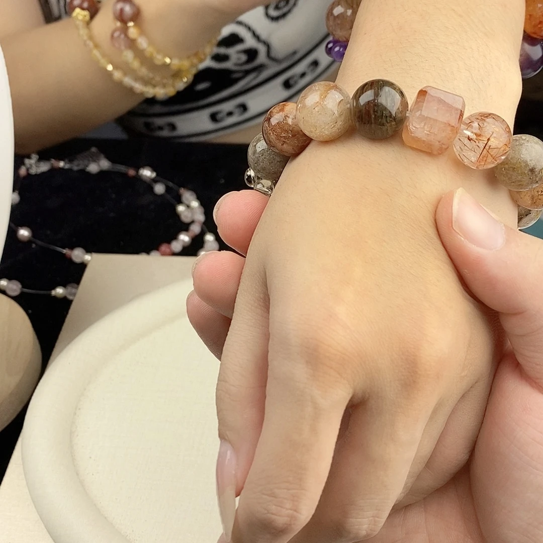 水晶银S925镀金镶嵌手链