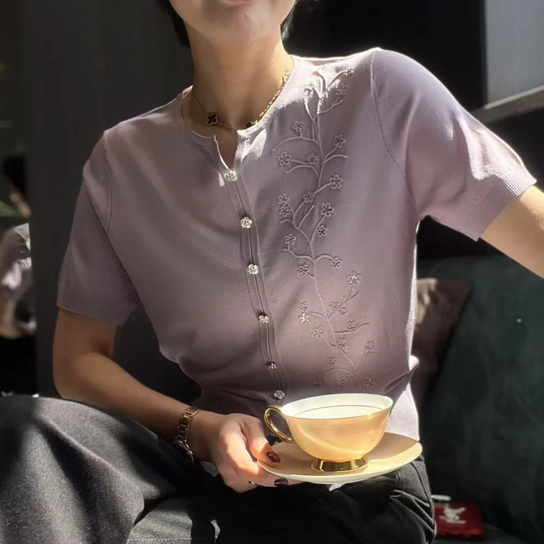 【100支纳米丝】优雅简约风针织短袖 MG8105