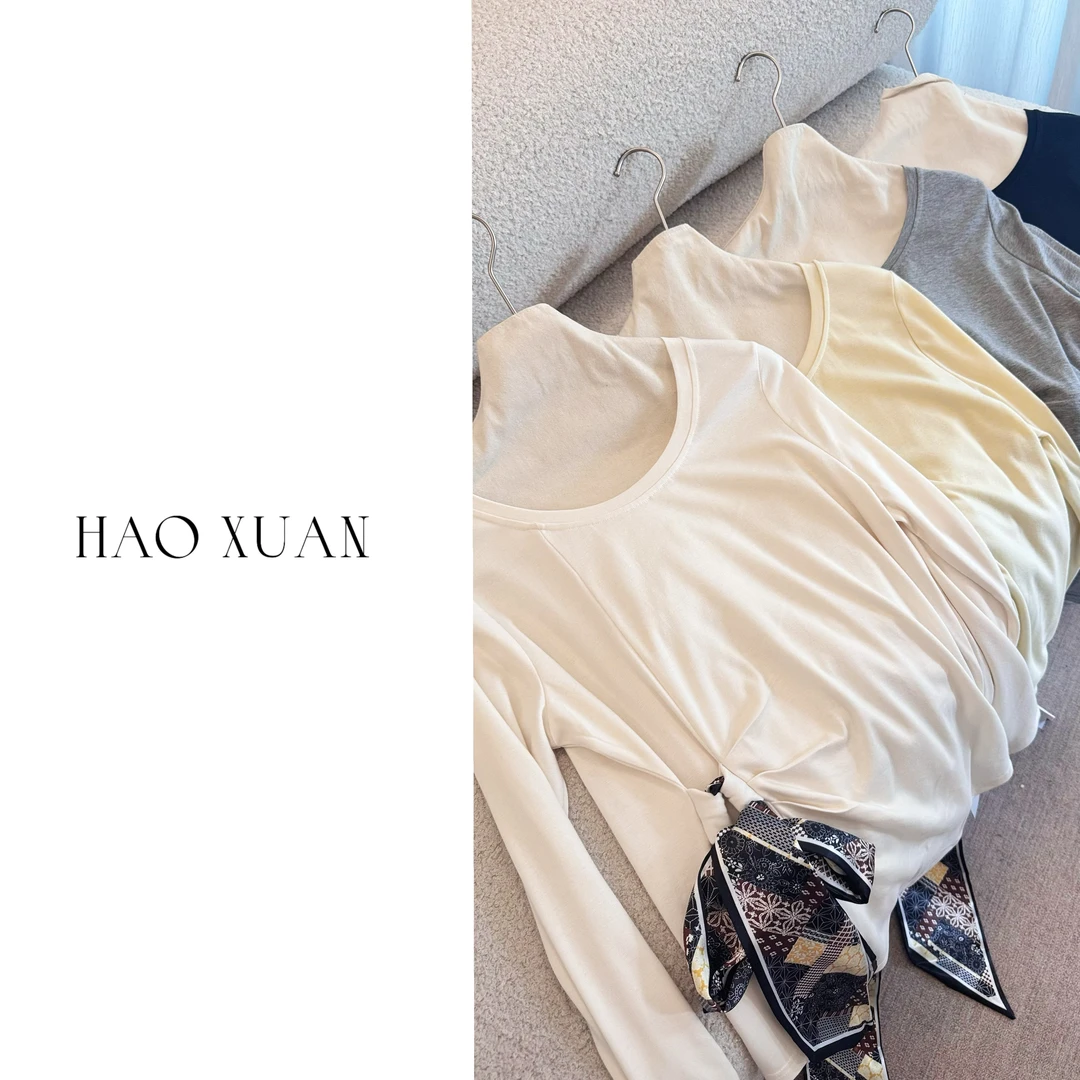HAOXUAN 大码微胖 丝巾显瘦T