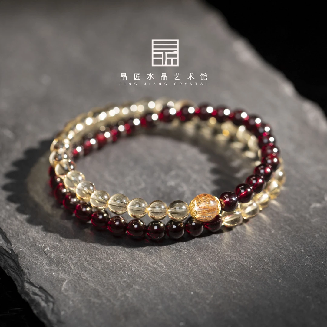 晶匠18k黄水晶德秀双圈设计手串多样发一 编号-Z24125