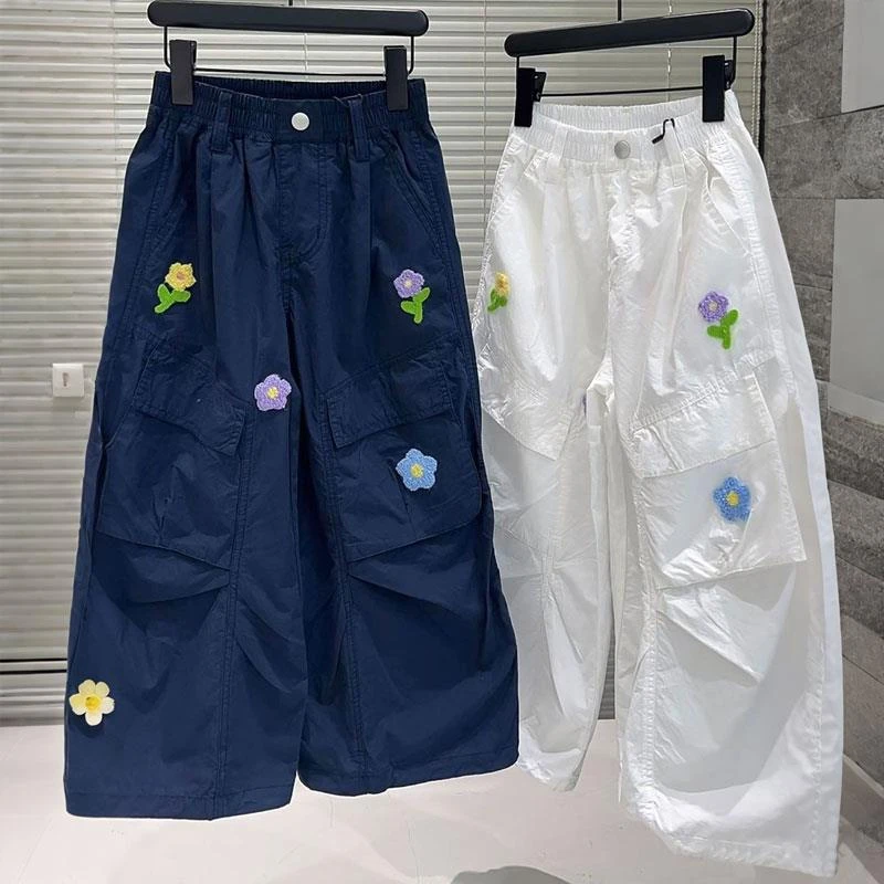 女童裤子儿童工装裤夏装2025新款薄款白色长裤超好看大童阔腿裤潮