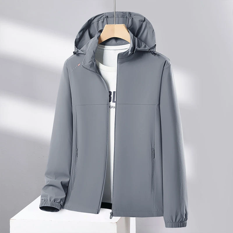 夏季新款 休闲百搭户外运动透气防晒衣弹力可拆连帽外套春夏夹克