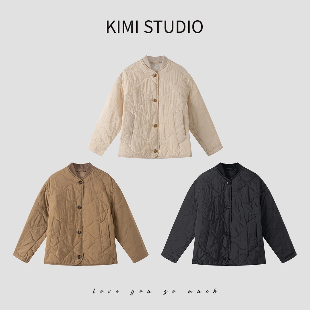 AW25684  蓬松泡芙感超软水波绗缝棒球服领棉服