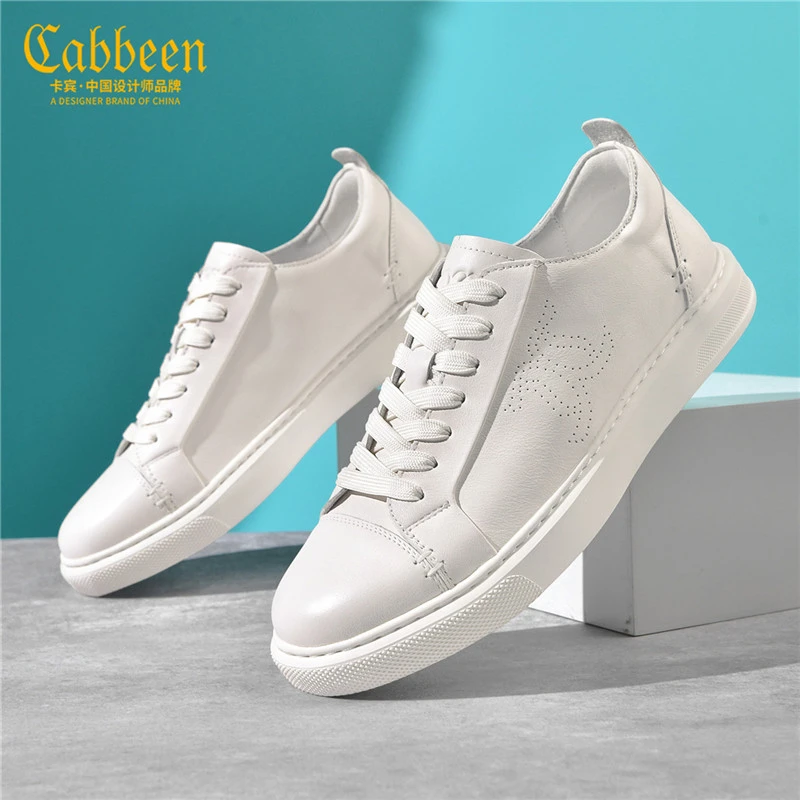 卡宾鞋子男士正品真皮高端板鞋冬季新款百搭低帮小白鞋休闲男鞋潮