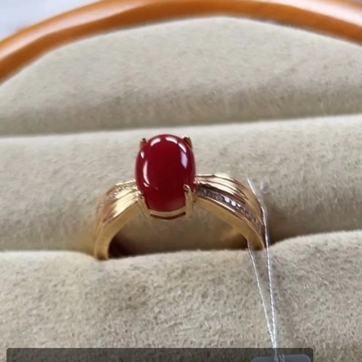 天然宝石红珊瑚戒指