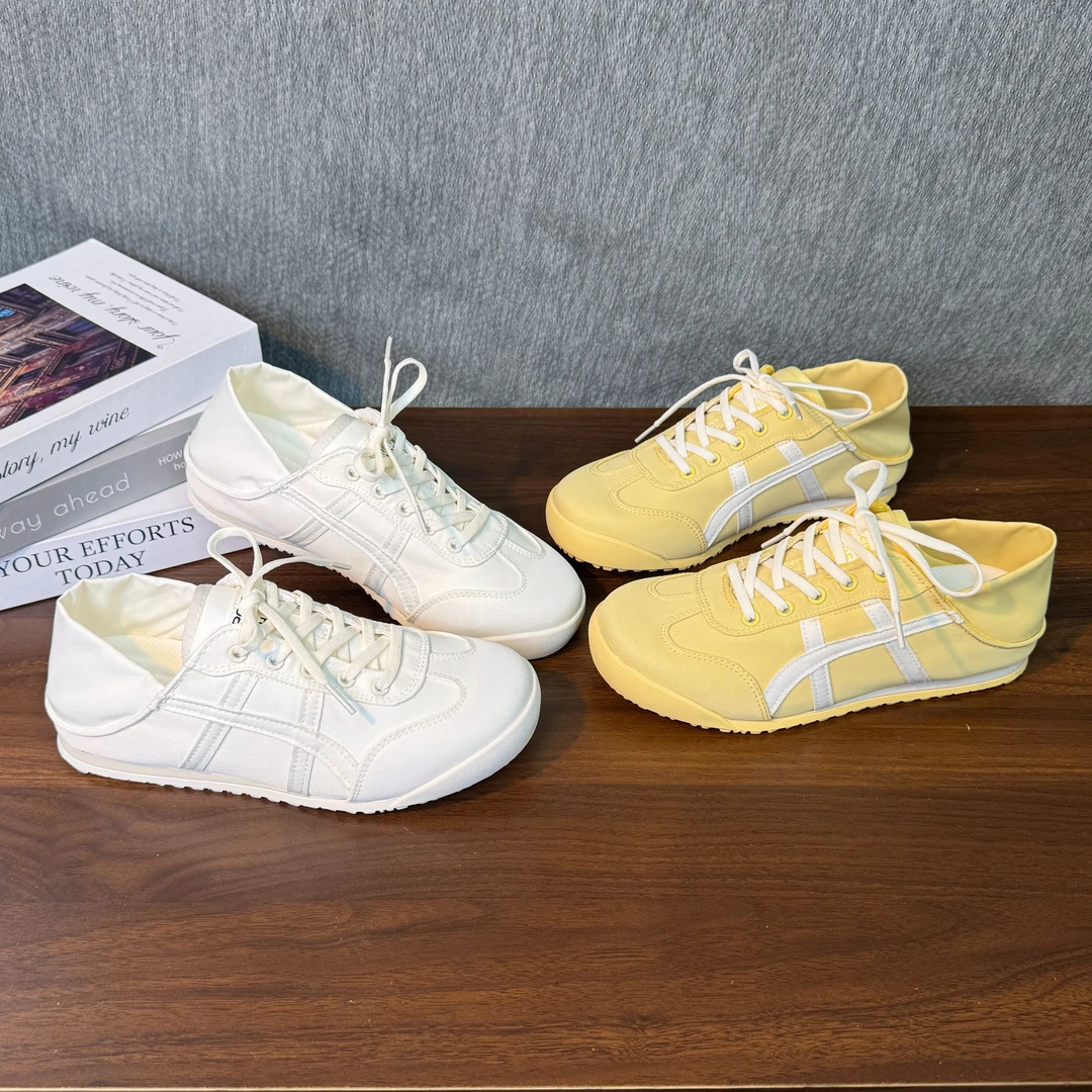 A9928 薄款德训女鞋2025夏季时尚搭裙子小白鞋两穿一脚蹬平底板鞋