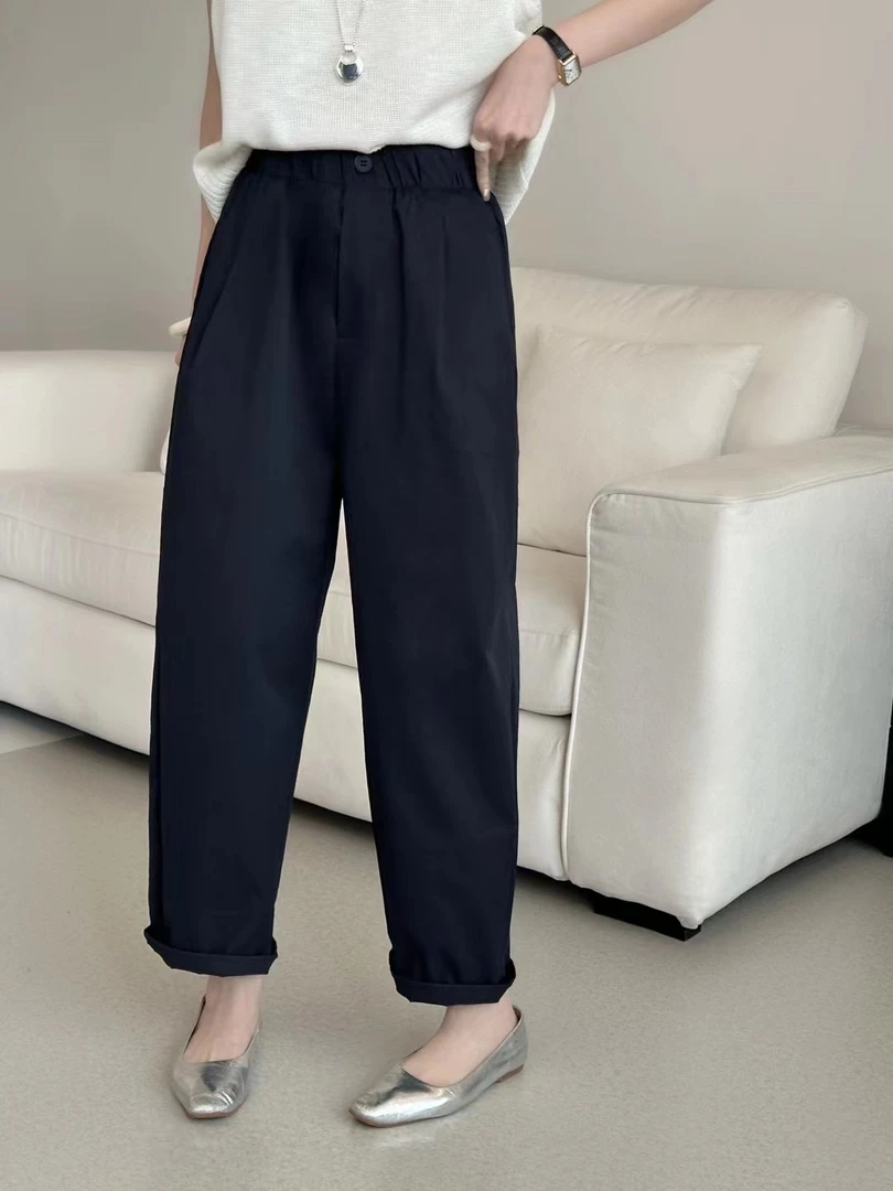 2025春款韩版时尚松紧腰抽绳宽松显瘦百搭休闲裤女25205