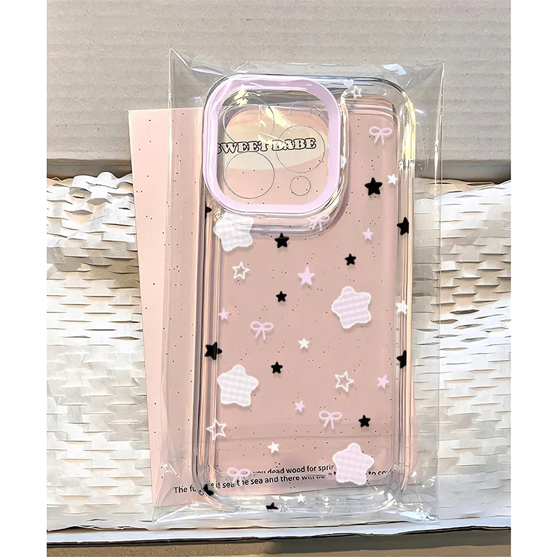 雅天立ins韩风紫格纹星星适用苹果15/16手机壳华为vivo小米15oppo