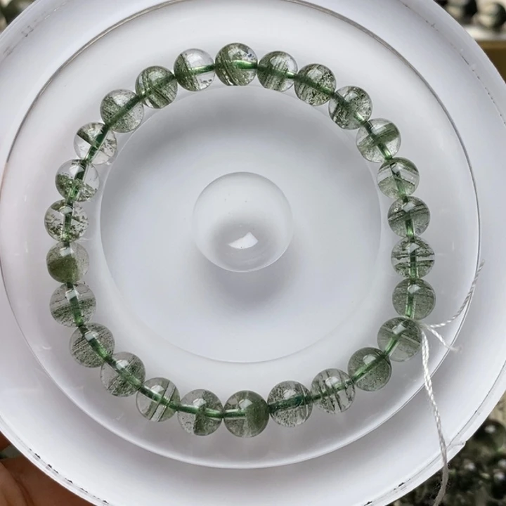 未镶嵌水晶手链Q70133天然绿幽灵墨绿星沙千层7+