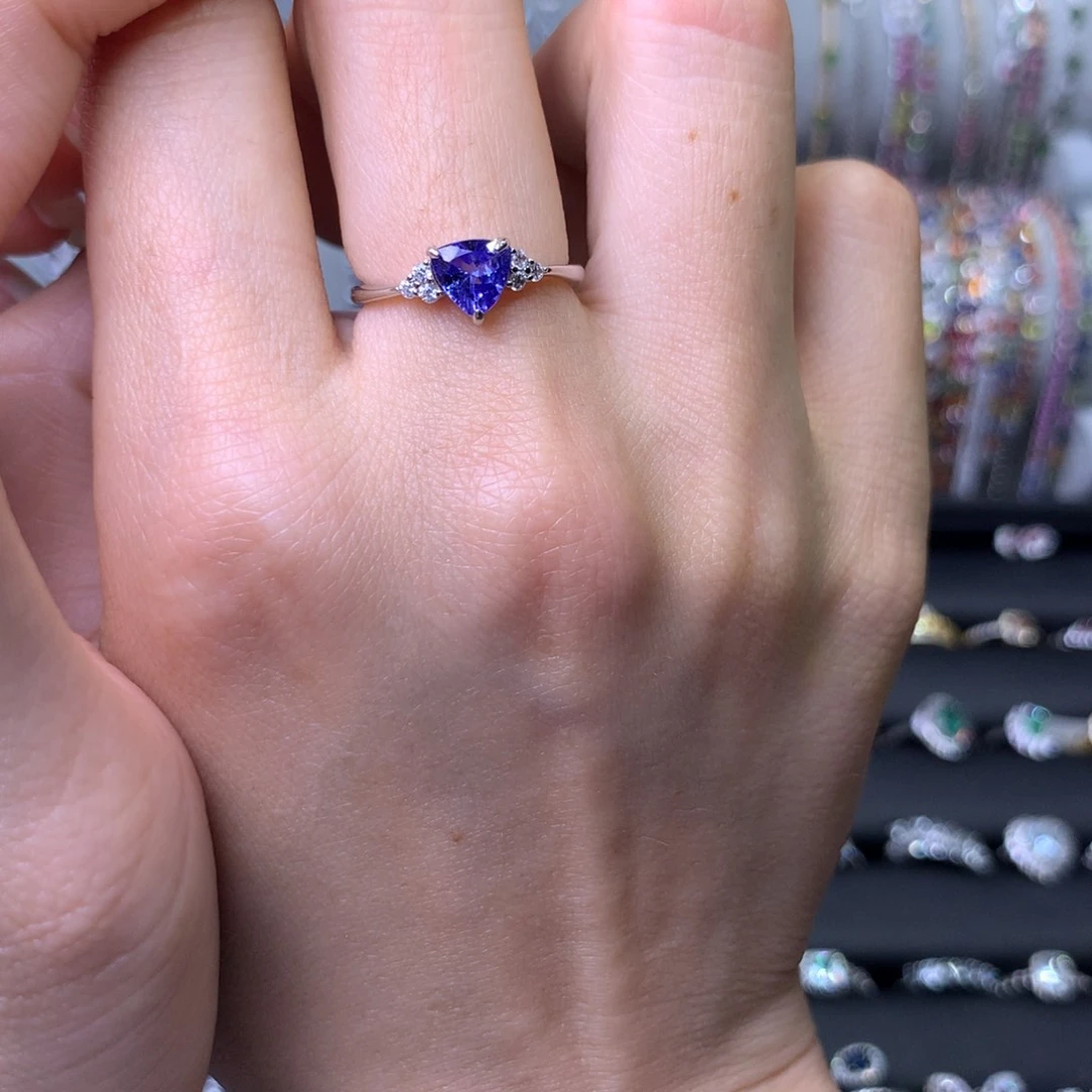 坦桑石戒指银S925镶嵌戒指