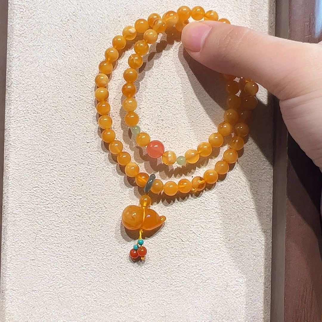 蜜蜡未镶嵌手链6.1mm蜜蜡手串