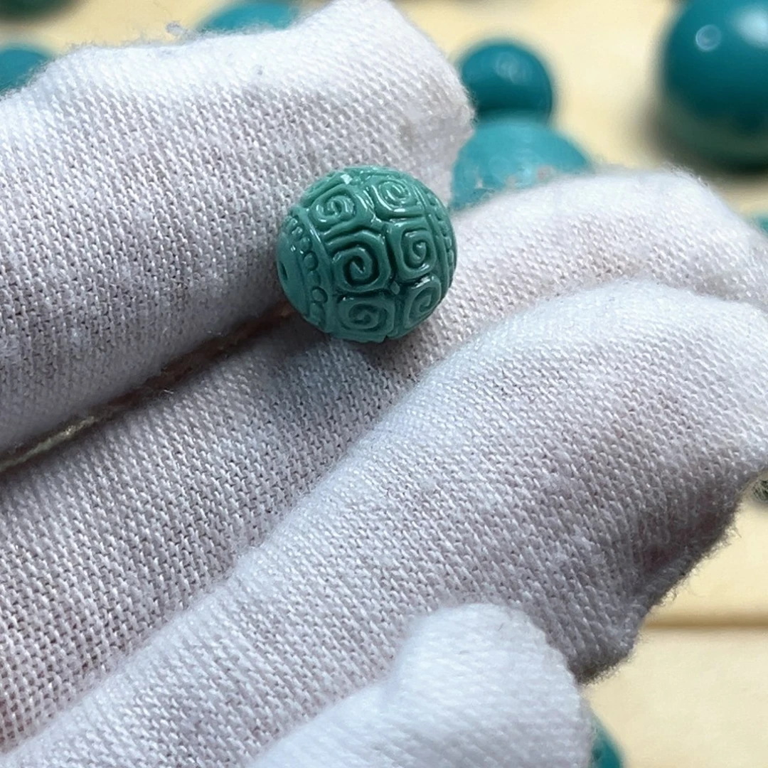 未镶嵌绿松石回纹圆珠