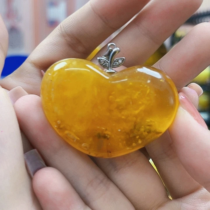 琥珀银S925镶嵌颈饰吊坠