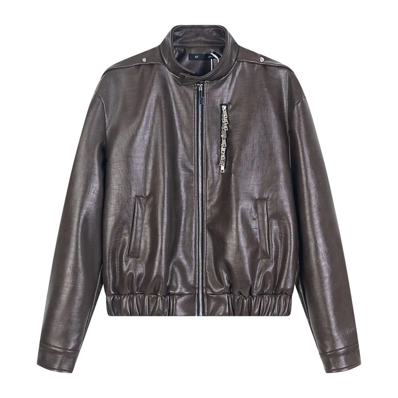 OTOTLEE潮牌个性多头拉链皮衣外套男美式休闲机车夹克