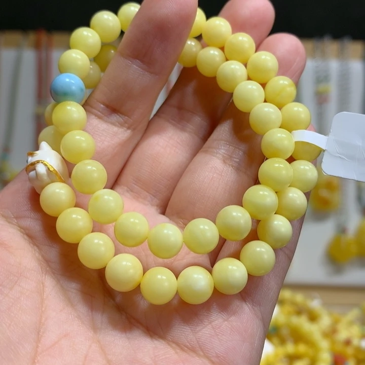 蜜蜡未镶嵌手链7.7mm