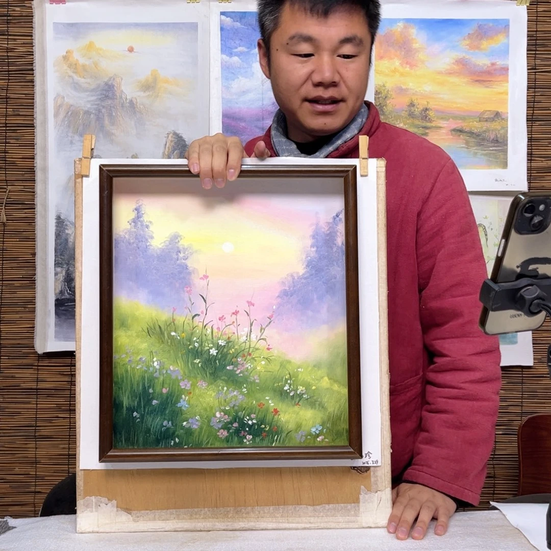 油画行路人小院绘画作品竞拍