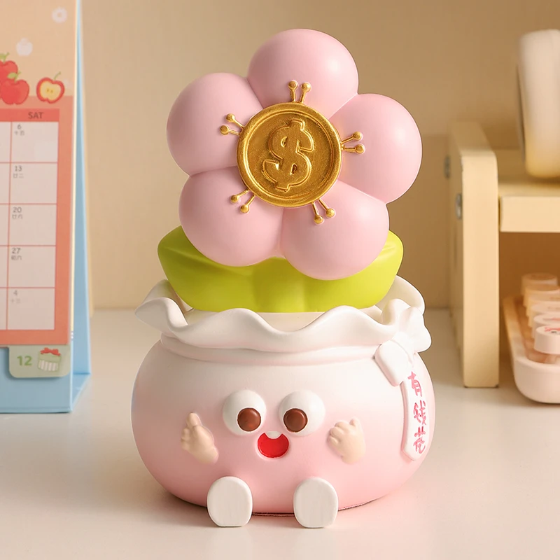 高档奶油风有钱花摆件办公桌面装饰工位情绪稳定治愈解压生日礼物
