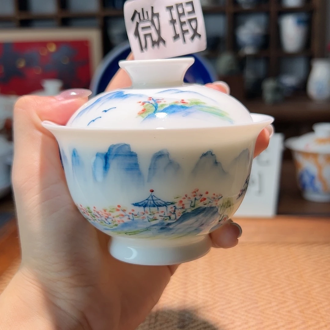 【闪购商品】微瑕 手绘 盖碗