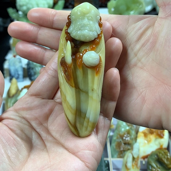 蛇纹石玉手把件未镶嵌