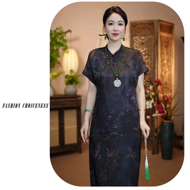 （一路生花）新中式国风夏季新款上新日常时尚显瘦双面双穿连衣裙