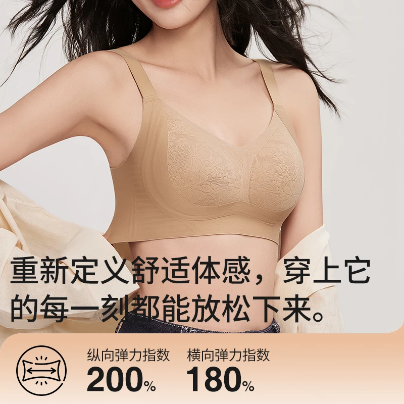 鸢凤2025新款夏季花瓣提拉果冻条内衣聚拢无钢圈调整型薄款文胸女