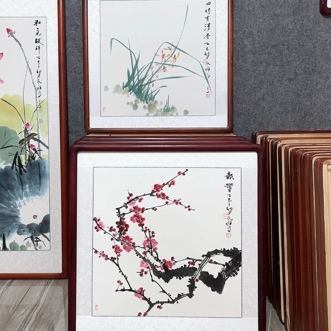 国画书画作品带框63×63