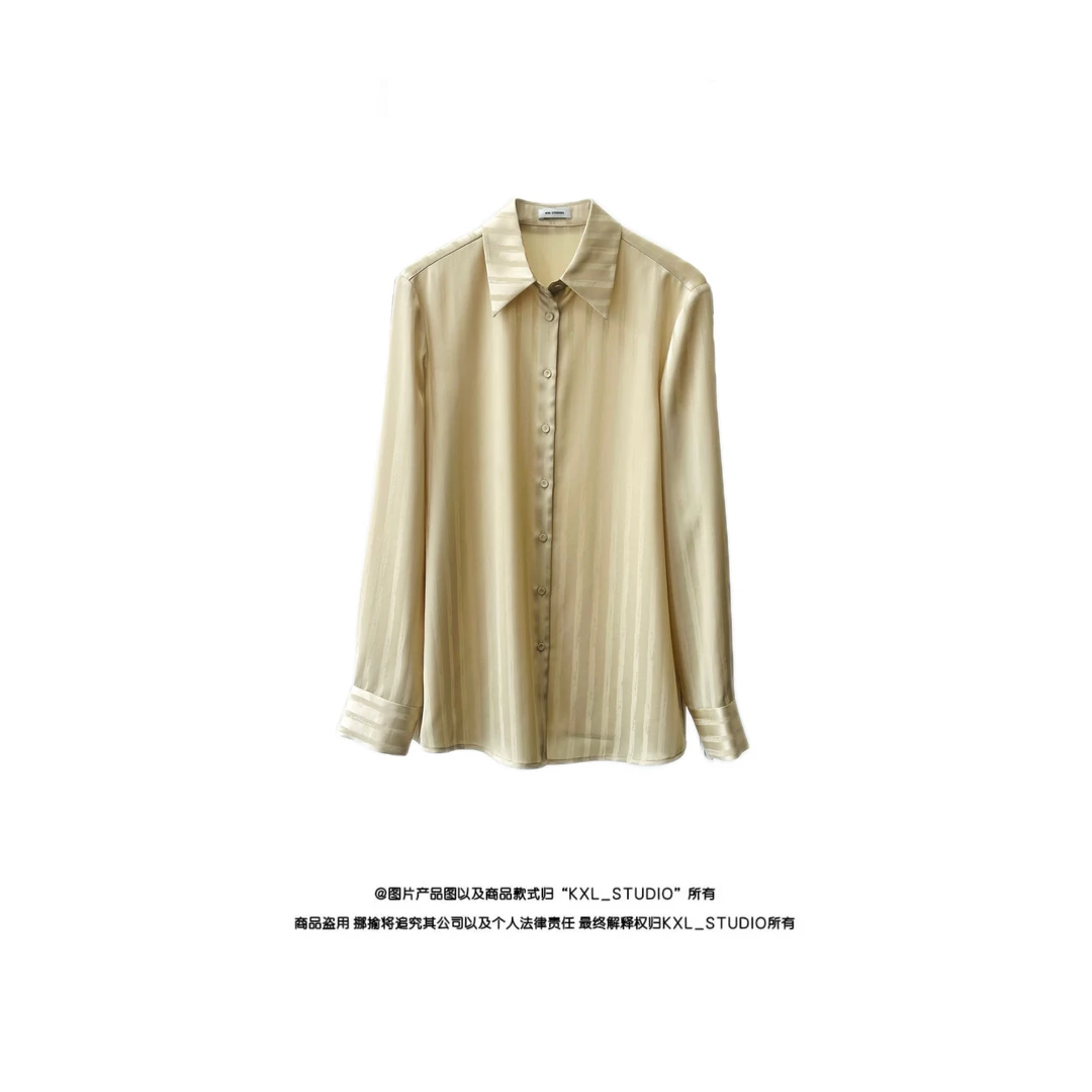 KXL-STUDIO 【KELE精选】静奢·条纹肌理感醋酸衬衫9651