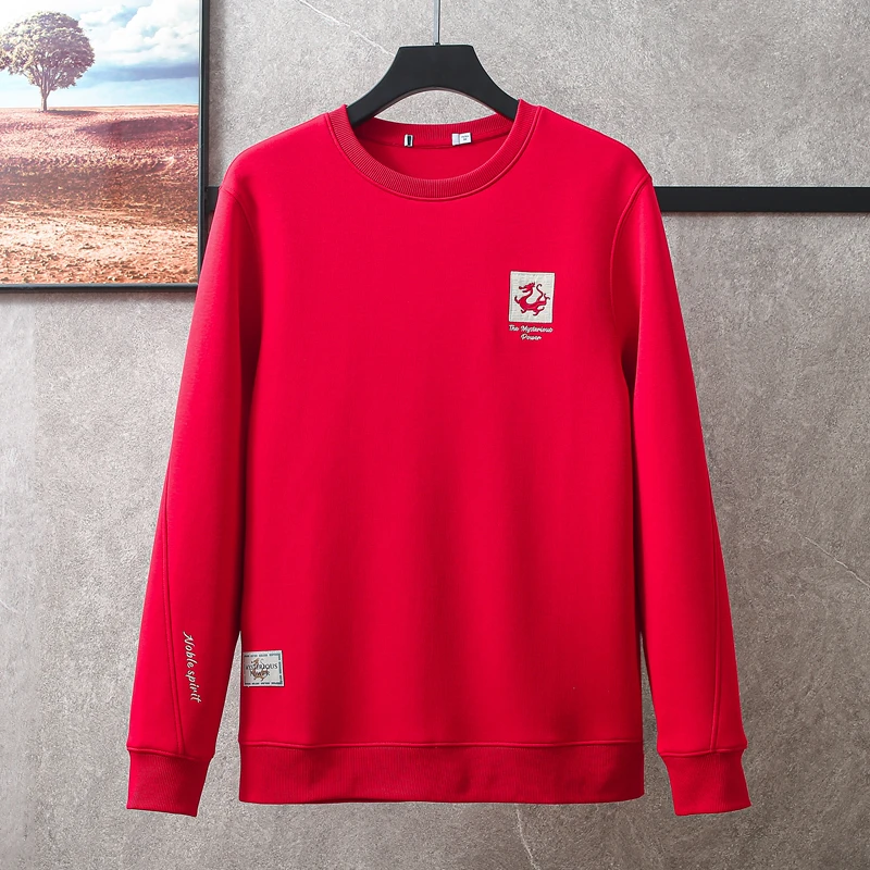 本命年必入！品牌撤柜男装不起球大红色卫衣男款喜庆时尚圆领打底