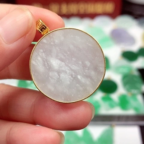 吊坠(不含链)18K金镶嵌翡翠