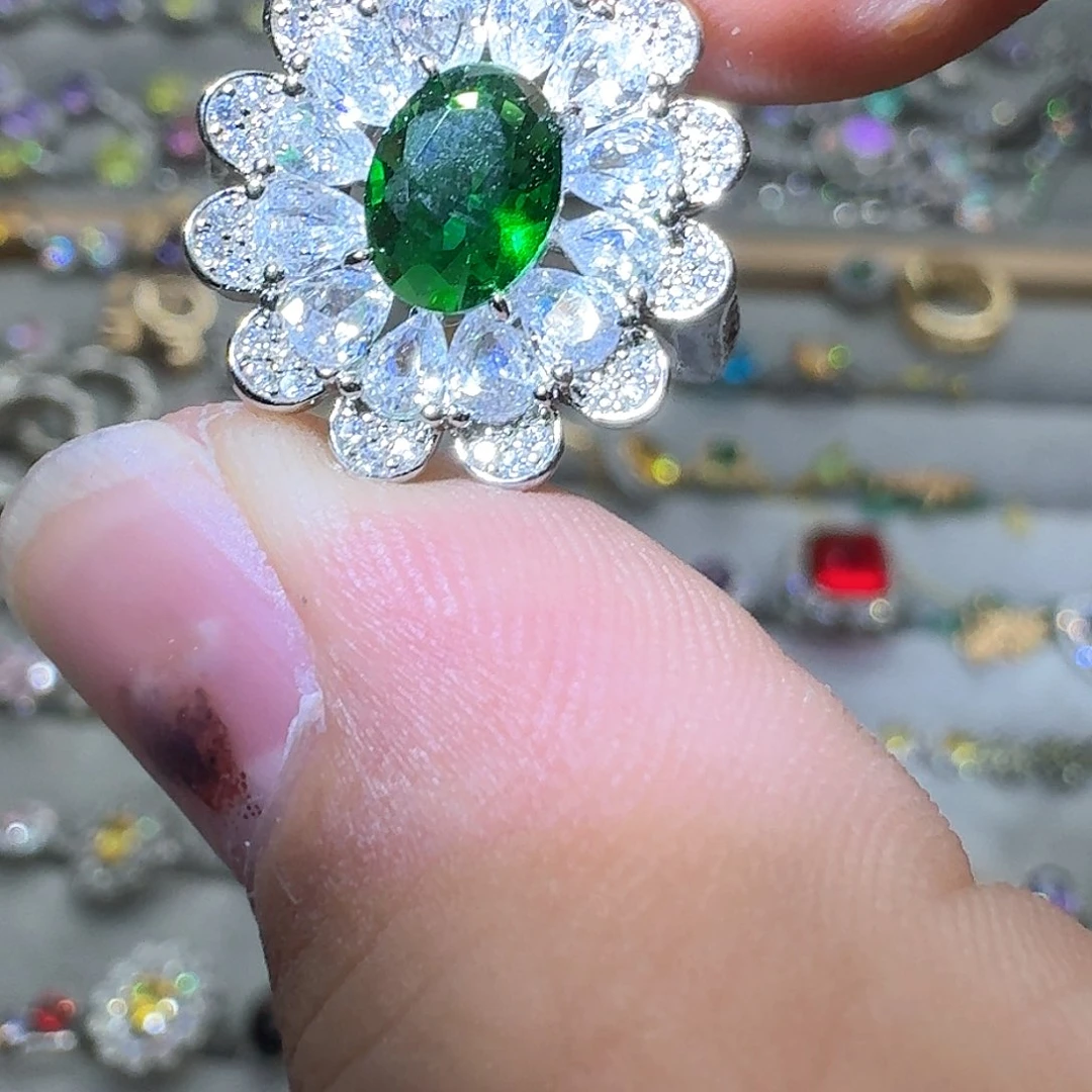 托帕石戒指银S925镶嵌