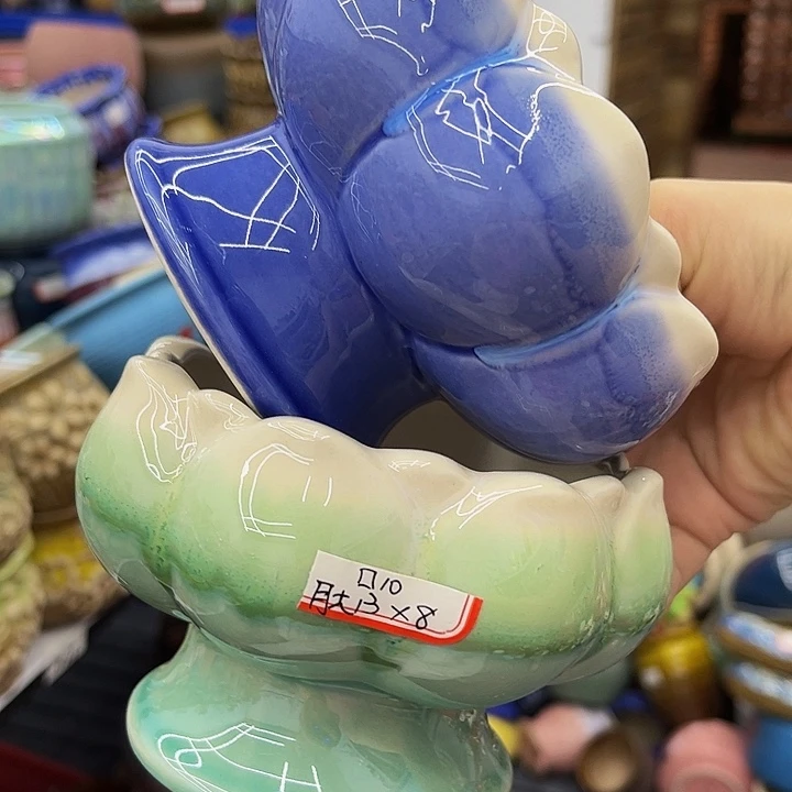 多肉绿植陶瓷花盆9.9包邮，有孔