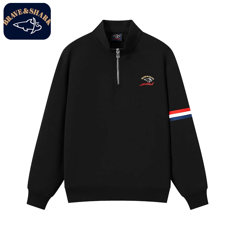 【官方正品】BRAVE&SHARK/鲨鱼卫衣男立领套头休闲春秋款外套