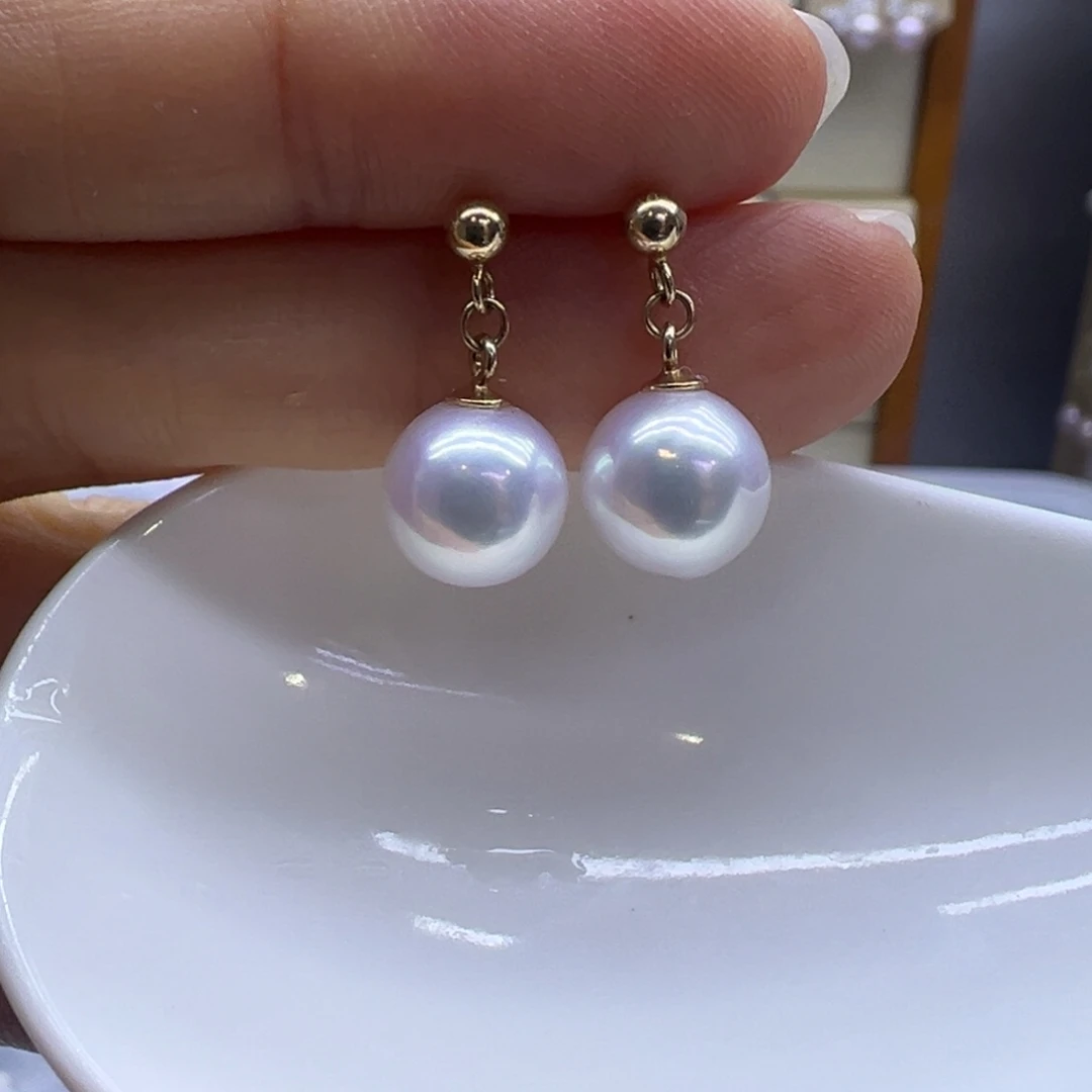 耳饰银S925镶嵌淡水珍珠