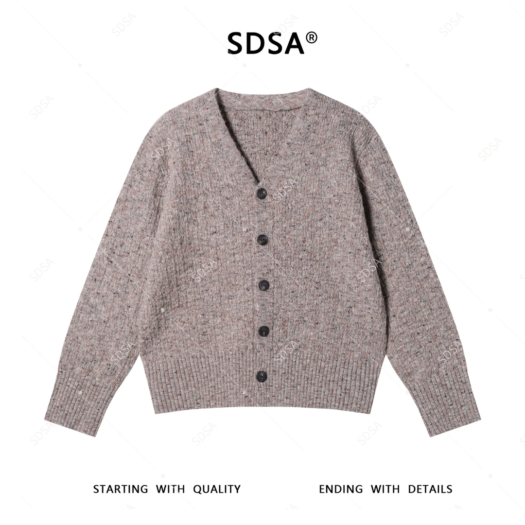 SDSA男士秋冬新款轻奢痞帅男装通勤V领时尚开衫款针织衫百搭毛衣